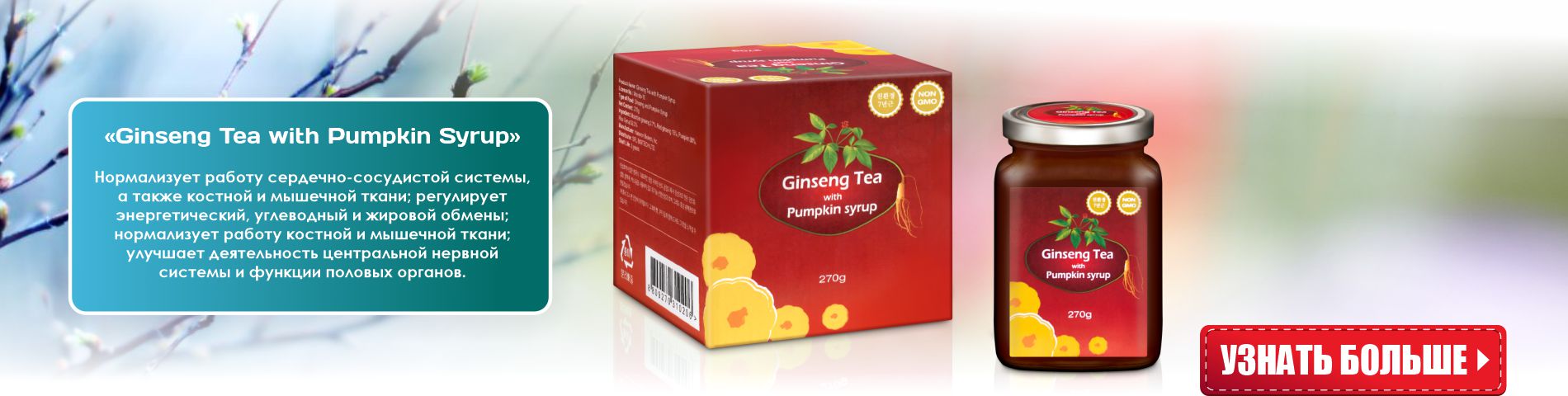 Ginseng Tea женьшеневый чай в тыквенном желе