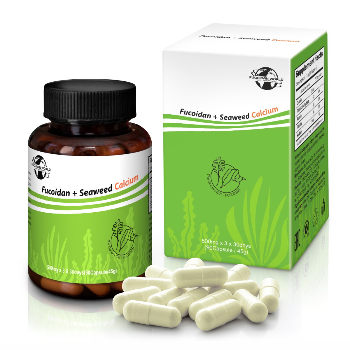 Fucoidan + Seaweed Calcium, 90 капсул