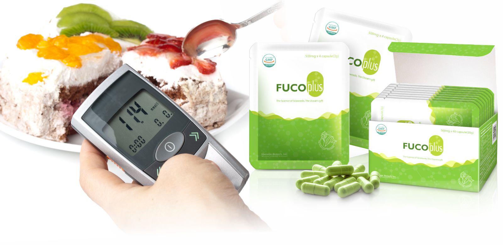 Продукт с фукоиданом «Fucoplus» для снижения уровня сахара в крови
